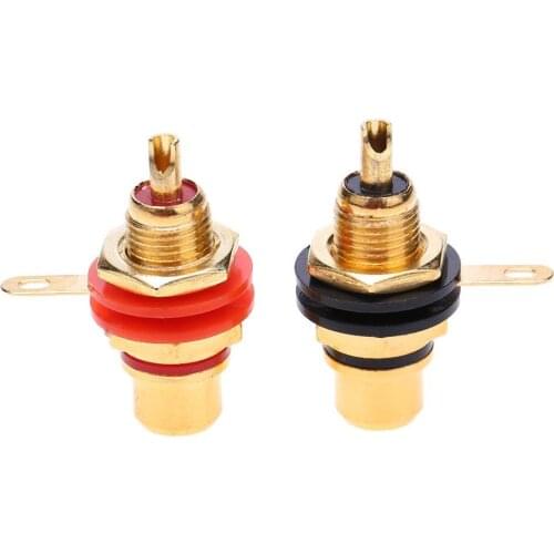 2pcs RCA Female Socket Connectors Amplifier Chassis Phono Connector Panel Mount Adapters Audio Terminal AV Plug Wholesales