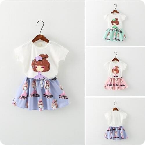 2016 Xinkuan Childrens Girl Baby Korean 2 Pieces Set Girl T-Shirt Unlined Upper Garment Printing Short Skirt Suit