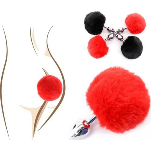 2021 Anal Toys Butt Plug Stainless Steel Bunny Tail Anal Plug Sex Toys for Woman Men Gay Sexy Butt Plug Sex Toys for Couples