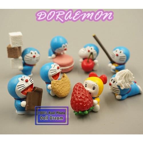 4-6cm 8pcs/lot Japanese classic anime figure kawaii cute Doraemon Dessert cake action figure set collection model toys for girls