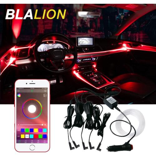 Auto Backlights Car Neon Lamp Interior Lighting Ambient Lights RGB Atmosphere Lamp Optical Fiber for Cars APP Control Led Strips