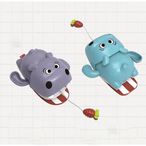 Bathing Hippopotamus Clockwork Swimming Kids Bath Toy Toddler Pool Cartoon Animal Shower Baby Children Gift ABS