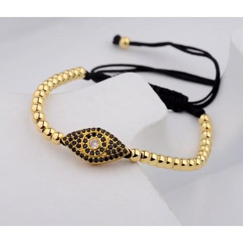 2020 Lucky Eye Black Zircon Evil Eye Bracelet Men Turkish Gold Color Adjustable Charm Bracelet Jewelry for Women