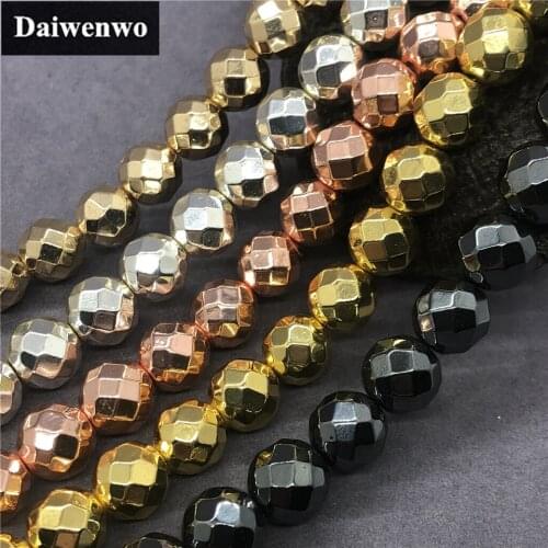 5 Colors Plating Hematitie Beads 2-12mm Natural Loose Cube Faceted Cut Nugget Stone Iron Ore DIY