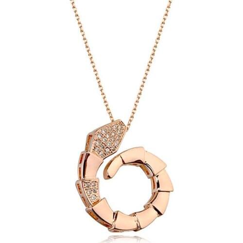 AAA Quality Micro Pave Premium CZ Zircon Crystals Necklace Exquisite Snake Pendant Refined Clavicle Chain jewelry for Women