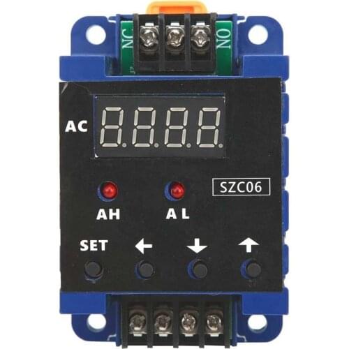 SZC06 AC Digital Ammeter 0.3-50A Measure Range Upper Lower Limit Alarm Delay Relay Detector AC110-220V