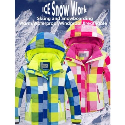 -30 Childrens Snow Wear Outdoor Ski Suit Jacket Waterproof Windproof Warm Costume Winter Skiing Clothing for Boys and Girls