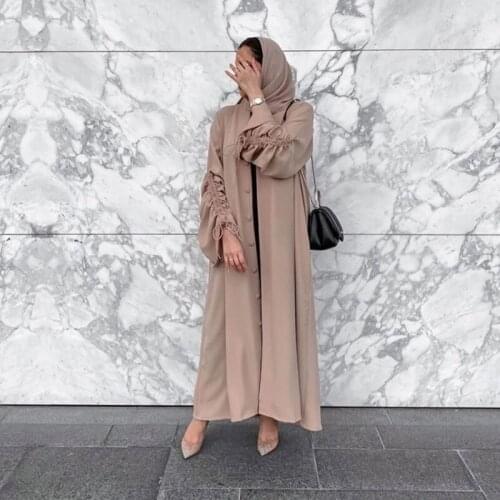 Eid Mubarak Muslim Women Abaya Dress Dubai Lace-up Dresses Turkey Islamic Caftan Marocain Kaftan Vestido Musulmane Abayas 2021