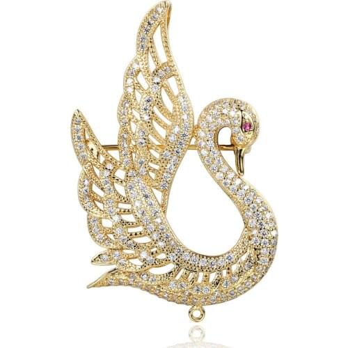 EUDORA Luxurious Graceful swan Brooch with clear Zircon For Women Crystal clothes Decoration Animal DIY Jewelry girl friend gift