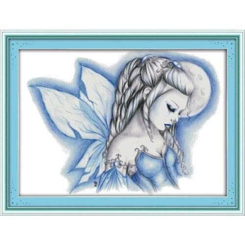 Joy sunday Cross Stitch Kits Needlework Embroidery 14 ct count printing white canvas DIY blues fairy Arts Handmade Home Decor