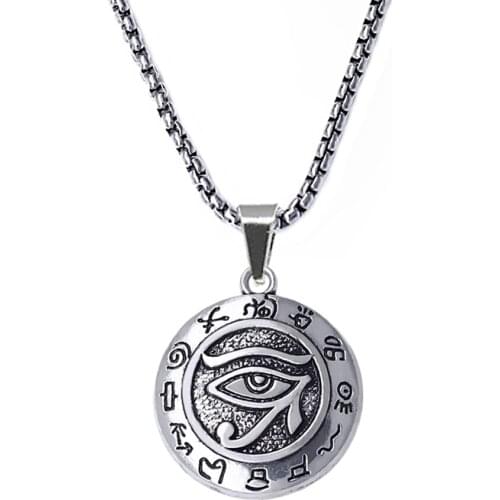 Classic religious lucky jewelry angel devil eye metal pendants circular carved patterns evil spirits necklace