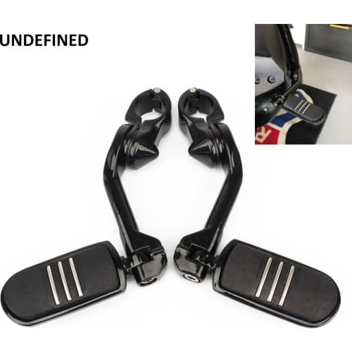 Motorcycle Highway Foot Pegs Black 32mm Long Angled Footrest Mount Adjustable Engine Guard for Harley Sportster Dyna Softail