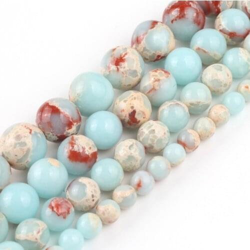 Round ShouShan Stone Blue Snakeskin Loose Stone Beads 4 6 8 10 12mm For Jewelry DIY Making Bracelet Charms Accessories 15