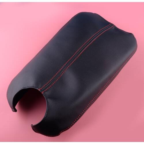 Armrest Center Console Lid Cover PU Leather Black fit for Honda Accord Coupe Crosstour 2008 2009 2010 2011 2012 Red Sewing
