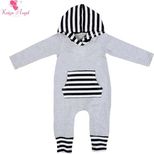 2018 Kaiya Angel Hot Baby One Piece Long Sleeve Striped Jumpsuit Wholesale Warm Jumpsuit Winter Clothes Girls Boys Set Pullover