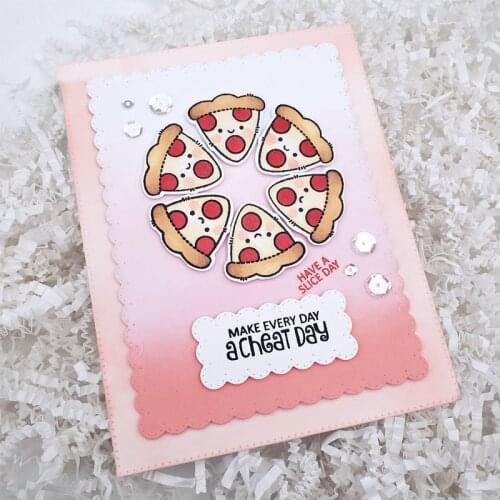 Pizza Day Cute Dumpling Metal Cutting Dies And Coordinating Stamp For Scrapbooking Craft Die Cut Card Making Embossing Stencil