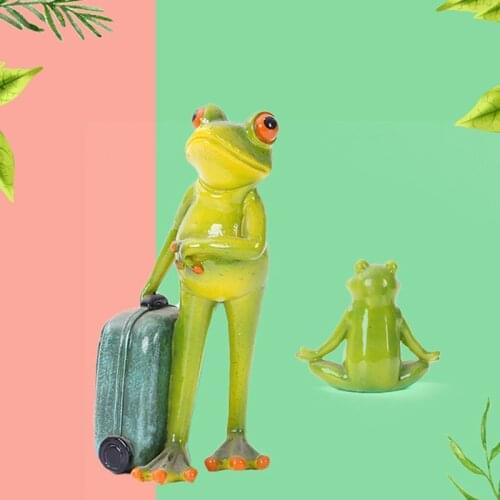 Cute Frog Statue Resin Animal Shape Desktop Ornament with Smooth Sleek Surface Home Office Decor GQ