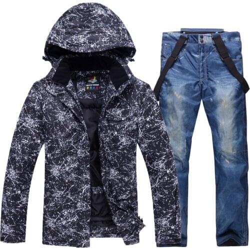 Men Ski Suit Windproof Waterproof Skiing Snowboarding Jackets and Pants Winter Outdoor Sports Ski Set Male Thick Warm Ski Suits