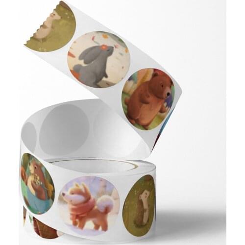 500 Pcs/roll zoo Animals cartoon Stickers school teacher reward sticker 8 designs pattern lion for kids classic toys sticker