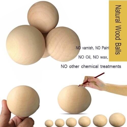 Natural No Hole Wooden Beads Lead-free Wood Round Balls For Home Decoration Diy Eco-Friendly Wood Crafts 6mm-75mm