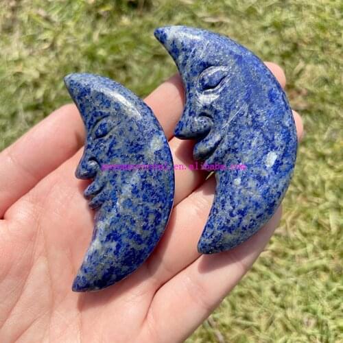 Natural Labradorite Carved Purple Light Crystal Moon Quartz Figurine Healing Crystal Feng Shui Aesthetic Room Decor Reiki Gift