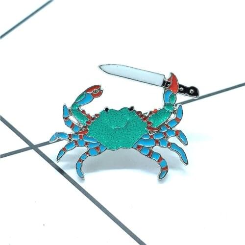 New creative green enamel crab brooch sea animal badge jewelry crab unique cartoon fashion backpack jewelry friend gift