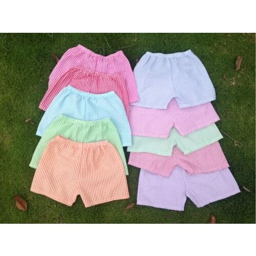 2017 new fabric new style kids cotton comfortable seersucker fabirc short beach pant