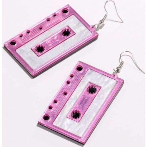 New Funny Tape Acrylic Drop Earrings For Women Girls Personality Resin Long Dangle Earrings Punk Night Club Party Jewelry Gifts