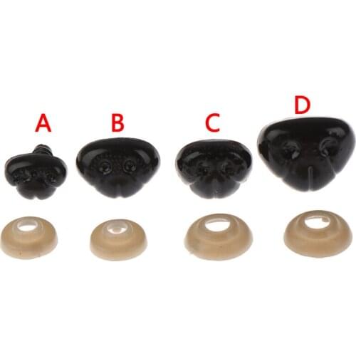10pcs/bag Black Oval Ellipse Oblong Doll Safety Nose Eyes for Bear Stuffed Toys Snap Animal with Plug Washers DIY Craft