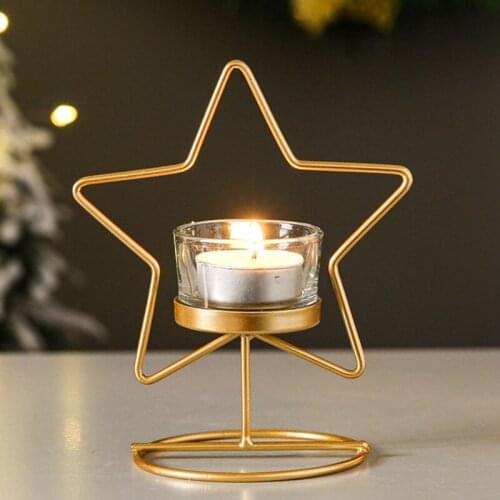 Candle Holder Home Bedroom Living Room Creative Christmas Gift Decoration Ornaments Wrought Iron Golden Candle Holder