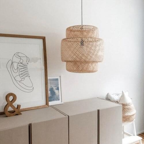 Southeast Asian style bamboo rattan hand-woven chandelier home decoration living room LED ceiling lights indoor lighting