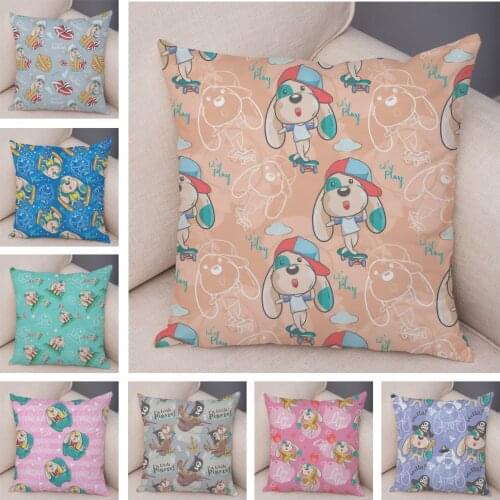 Super Soft Plush Pillowcase Patchwork Cartoon Dog Cushion Cover for Children Room Sofa Home Decor Lovely Pet Animal Pillow Case