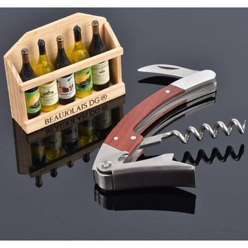 High Quality Wood Handle Professional Wine Opener Multifunction Portable Screw Corkscrew Wine Bottle Opener Cook Tools