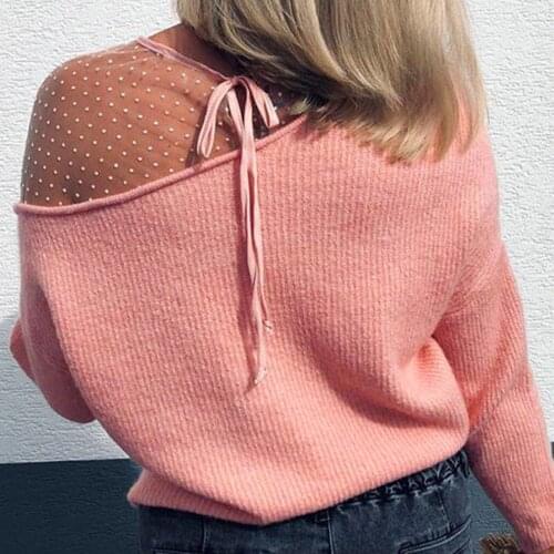 2021 Plus Size Sexy Sweater Women Spring Autumn Blouse Sheer See Through O Neck Long Sleeve Pullover Sweater Femme