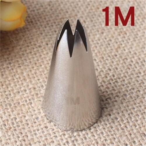1pc Cake Decorating Nozzle 304 Stainless Steel Icing Baking Pastry Tools Pastry Flower Mouth Straight 6-Tooth Cream Nozzle #1M