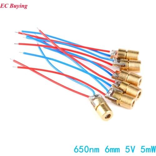20pcs/lot 650nm 6mm 5V 5mW Laser Dot Diode Module Head With Red Dot