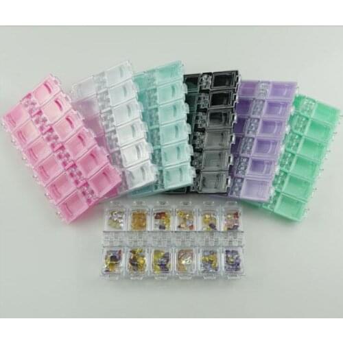 500pcs 12 Grids Clear Empty Storage Box Rhinestone Acrylic Crystal Beads Jewelry Decoration Nail Art Accessories Pills Container