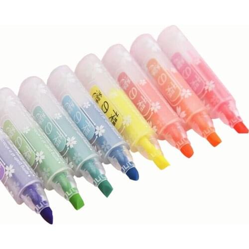 8 Suits Highlighter Mini Color Oblique Headline Marker Pen Student Marker Pen Graffiti Pen Office Marker Pen School Supplies