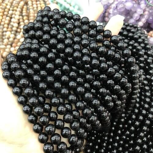 Natural Stone Beads Black Tourmaline Fit jewelry making DIY Necklace Bracelet Accessories Size 5/6/8/10mm