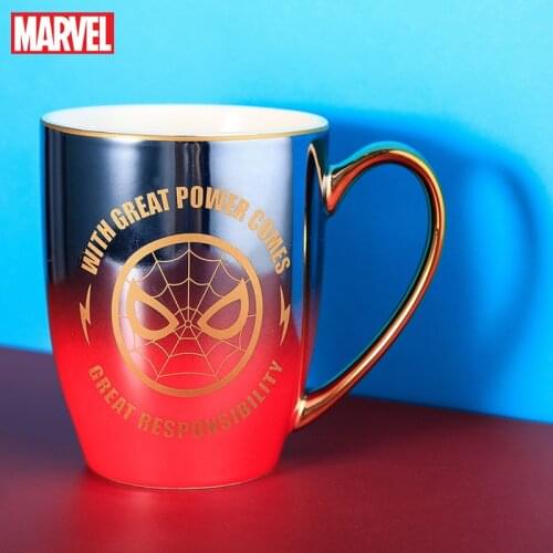 Disney Mark Cup Marvel Avengers Series Spider-Man Colorful Ceramic Cup Home Large Capacity Animation Coffee Cup Milk Cup