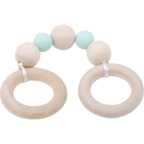 Baby Silicone Teether Wooden Pacifier Clips Beads Chain Non-toxic Infant Soother Nipple Strap Baby Teether