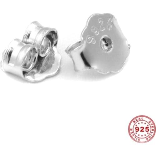 Doreen Box 10 Pairs 925 Sterling Silver Ear Nuts Post Stopper Earring DIY Findings Butterfly Earplugs for Women 4mm x 4mm