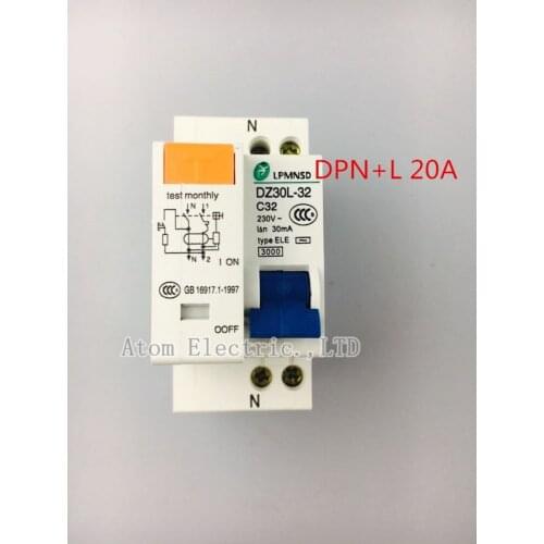DZ30LE 20A RCBO double wire earth leakage circuit breaker DPN mini household air switch High quality rcbo mcb DPN VIGI