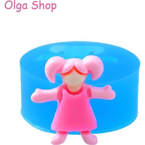 FYL166 Girl Silicone Mold 22mm - Polymer Clay Sugarcraft Cake Decorating Fondant Miniature Food Molds, Resin Mould Food Safe