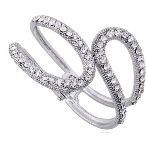 Hot sales and simple drill-studded fashion alloy open bangles for women 2 colour