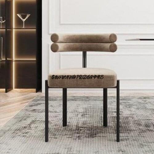 Italian Minimalist Light Luxury Dining Chair Metal Modern Designer Style Semi-arc Backrest Creative Leisure Chair Home Backrest