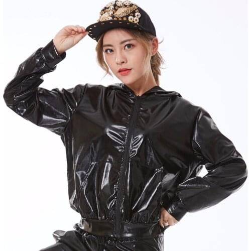 Fashion Spring Autumn Women bomber Jacket personality Stage Performance Wear paillette feminina casaco Black Hip Hop dance coat