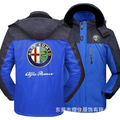 Winter Jacket Men for Alfa Romeo Thick Velvet Warm Coat Male Windproof Hooded Jackets Outwear Casual Mountaineering Overcoat F