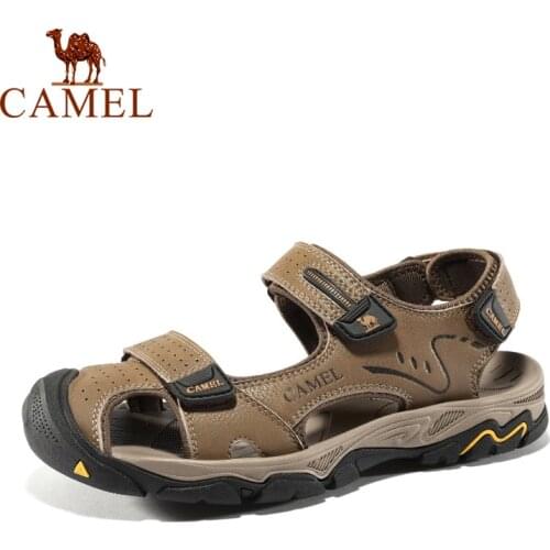 CAMEL Outdoor Sandals for Men Summer Water Shoes Beach Hiking Sandals Comfortable Soft Elastic Non-slip Sport Casual Shoes 2021