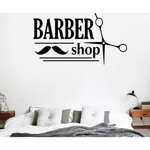 Shave Sticker Gentleman Barber Shop Decal HAIR SCISSORS Salon Hairdresser Beauty Wall Art Stickers Wall Sticker